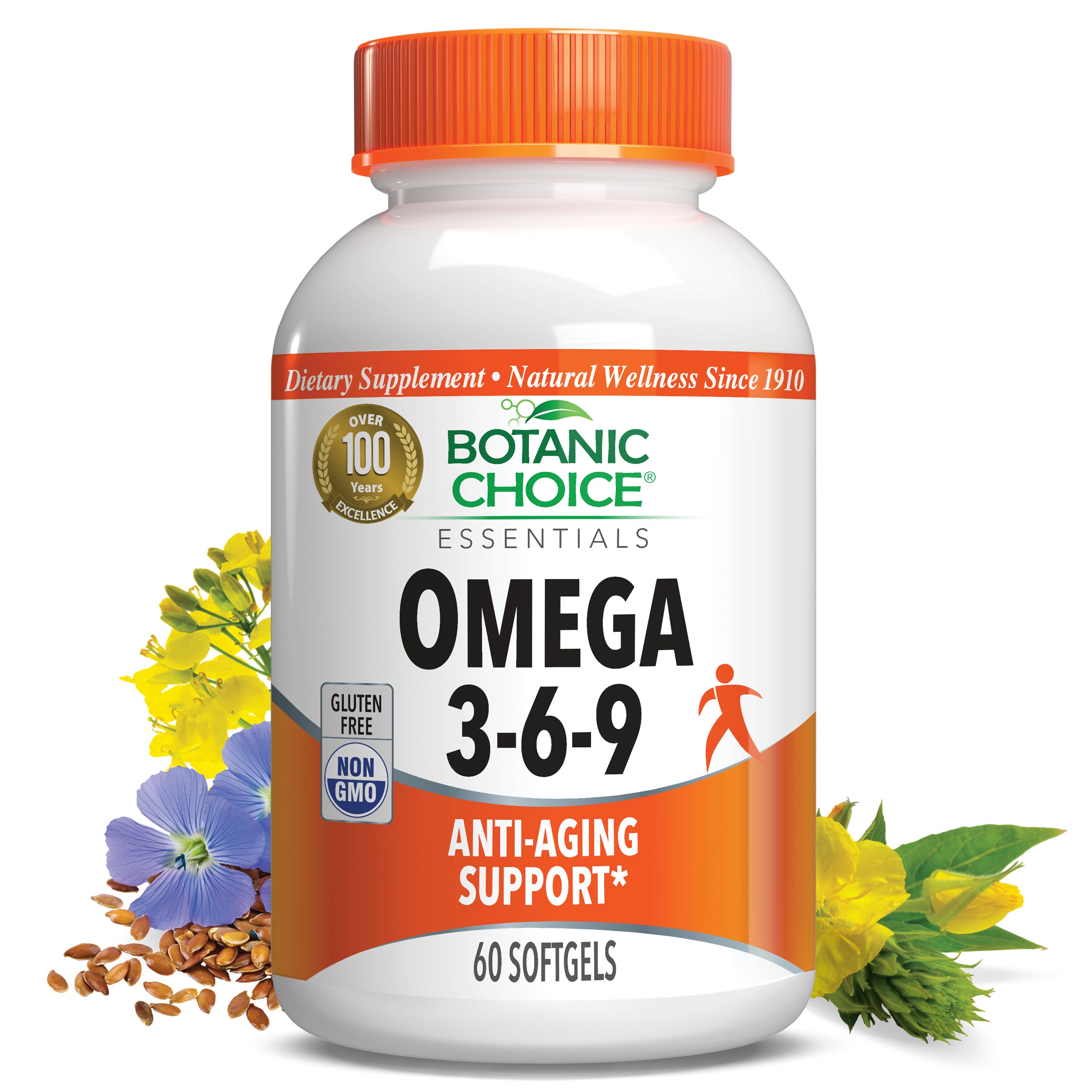 Omega 3-6-9 1000 mg - Essential Fatty Acids Support Supplement - 60 Softgels