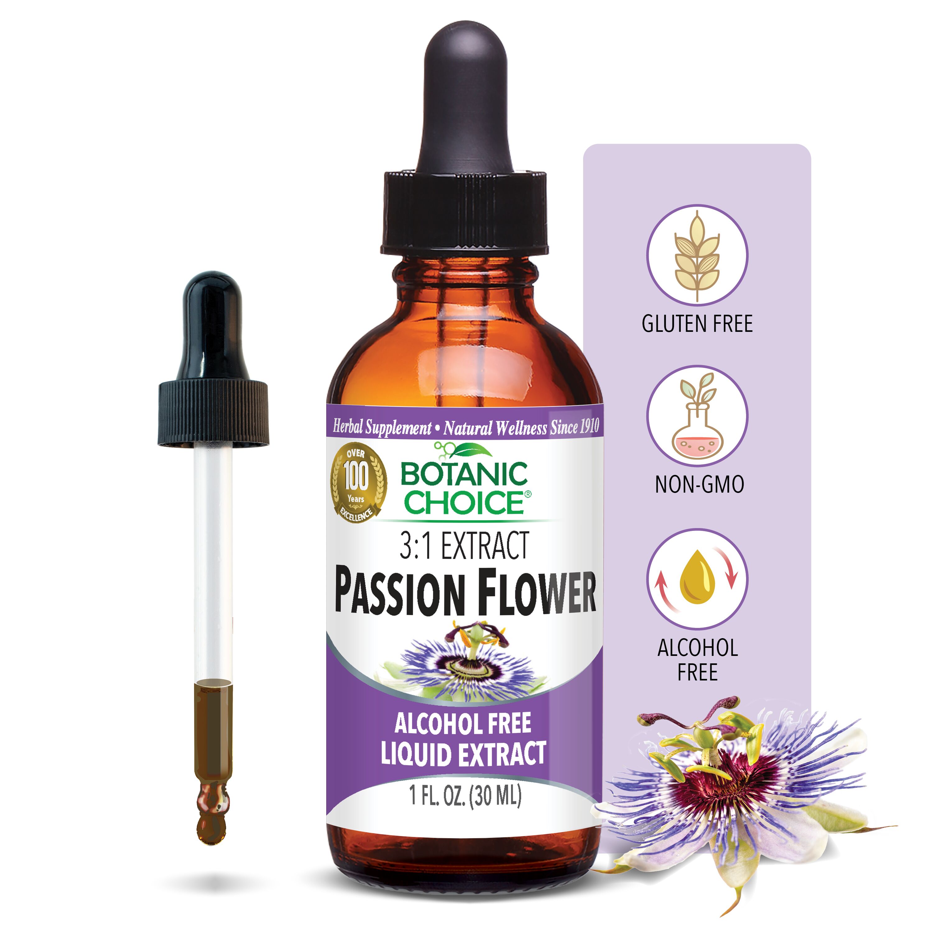 Passion Flower Herb Liquid Extract - Soothing Support Supplement - 1 Oz