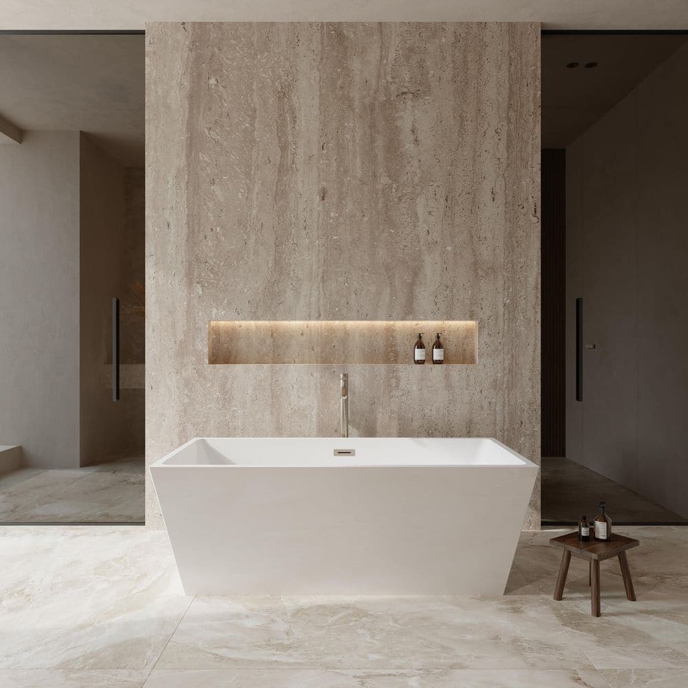 Sara 5.6 ft. Acrylic Flatbottom Non-Whirlpool Bathtub in White with Brushed Nickel Trim and Faucet