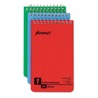 45093 Wirebound Pocket Memo Book College/Narrow Rule 3 x 5 WE 60-Sheet 3/pk