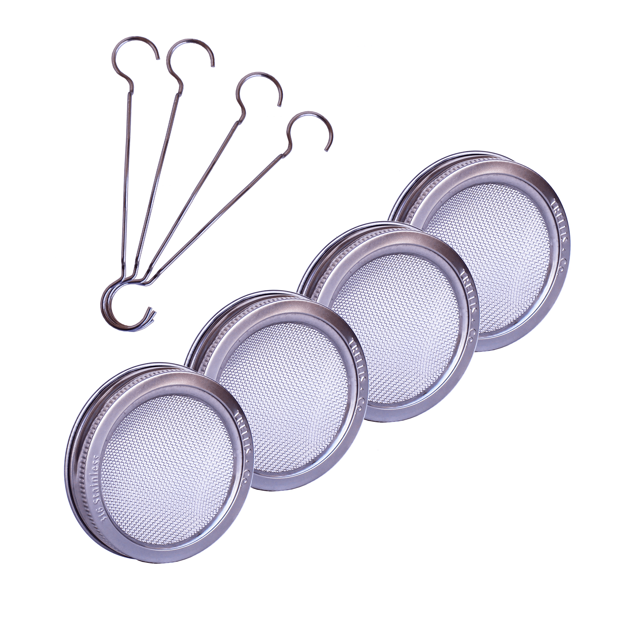Stainless Steel Sprouter Lids - Pack of 4 with Drain Stands - Mesh - Sprouts, Sprouting - Healthy Living & Raw Food - Grow, Gro