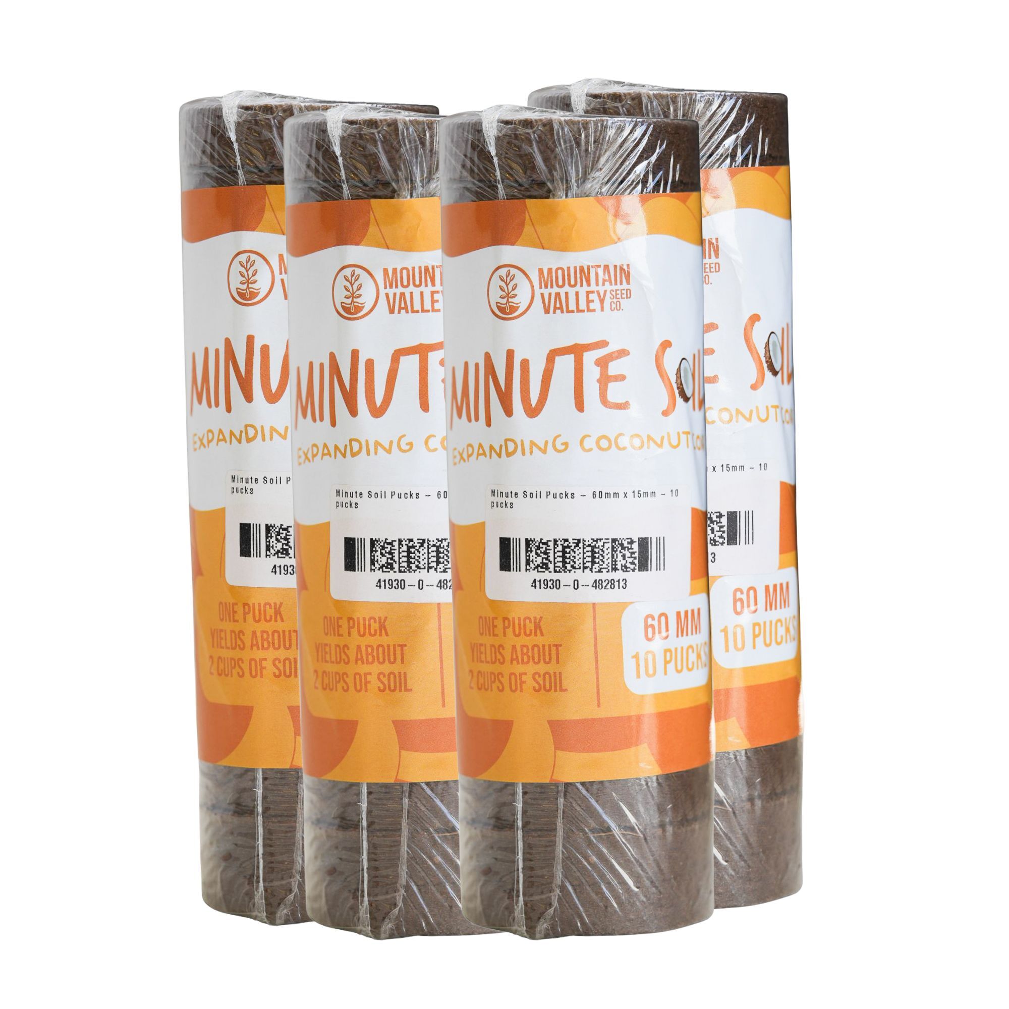 Minute Soil Pucks - 60mm x 15mm - 10 Discs - 4 Pack - Compressed Coconut Coir Potting Soil - Peat Moss Substitute - OMRI Organic