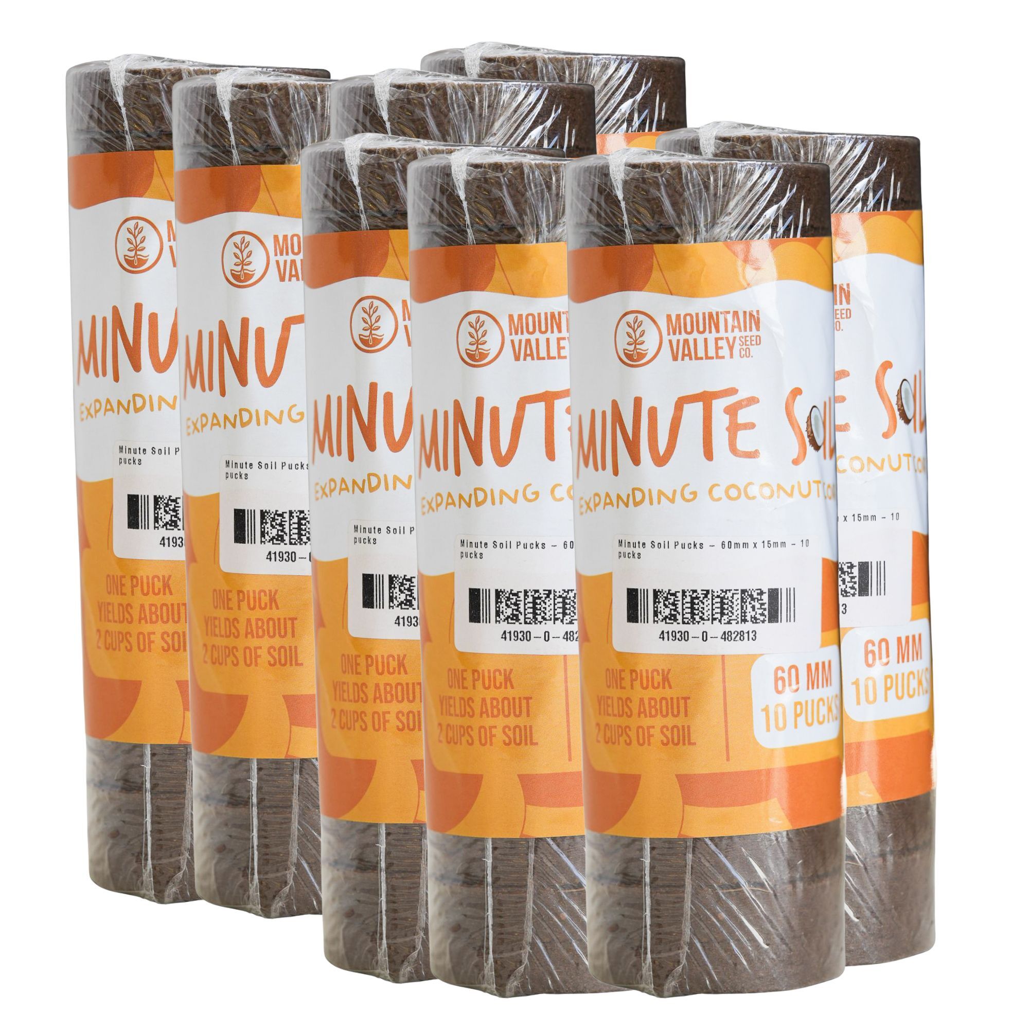 Minute Soil Pucks - 60mm x 15mm - 10 Discs - 8 Pack - Expands to approx 44 Quarts of Coconut Peat Potting Soil - Coco Coir OMRI