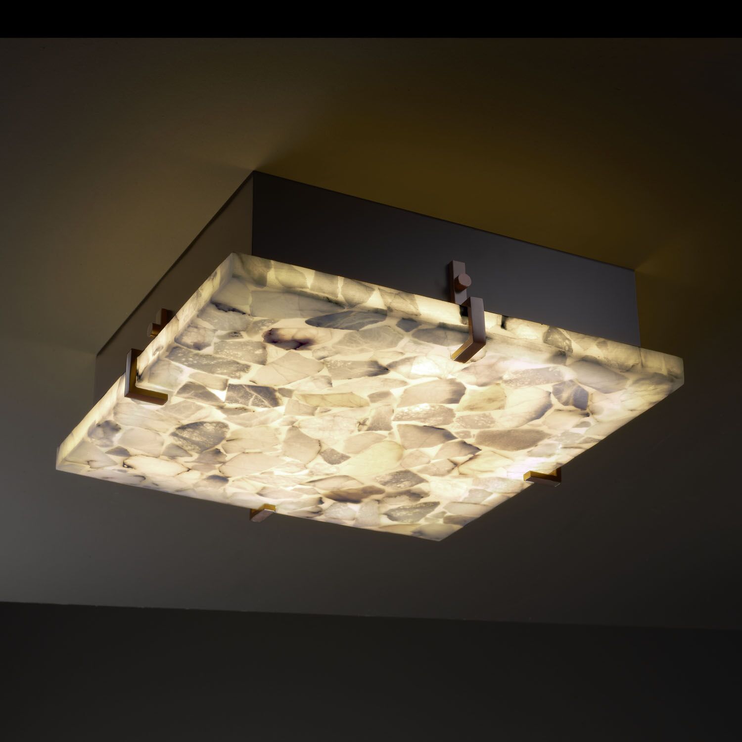 Alabaster Rocks! 2-Light Clips 12" Square Flush-Mount