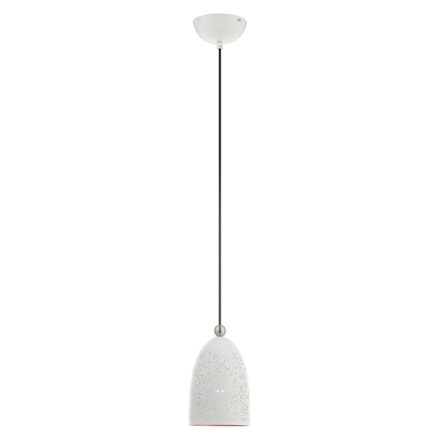 Arlington 1-Light Pendant in White w with Brushed Nickels