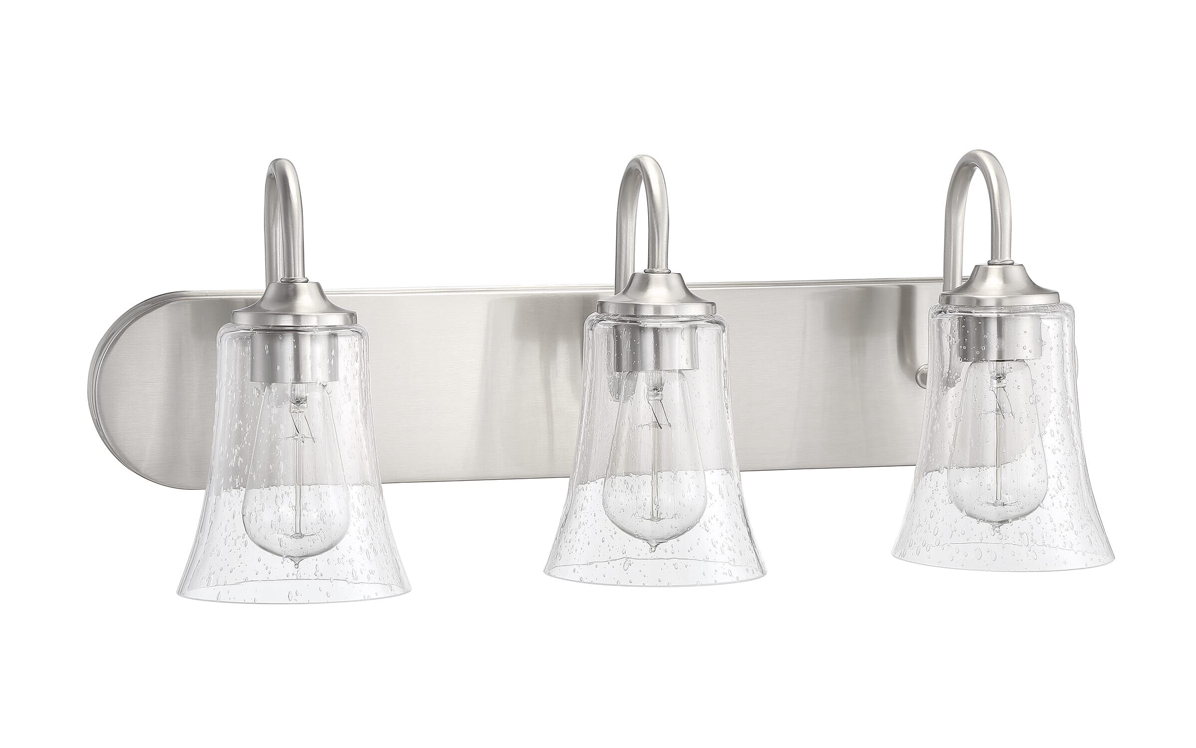Brushed Polished Nickel Three Light Vanity from the Gwyneth Collection