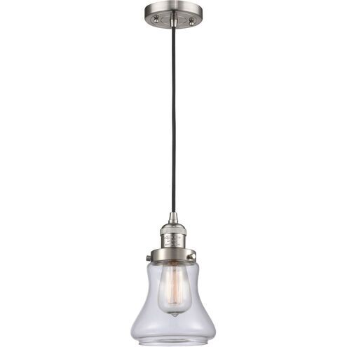 Brushed Satin Nickel One Light Mini Pendant from the Franklin Restoration Collection