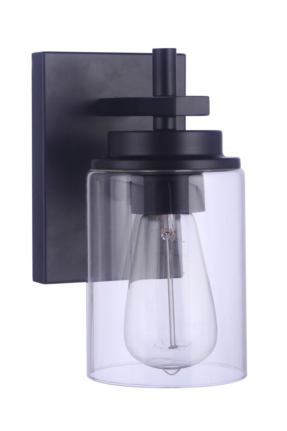 Flat Black One Light Wall Sconce from the Reeves Collection