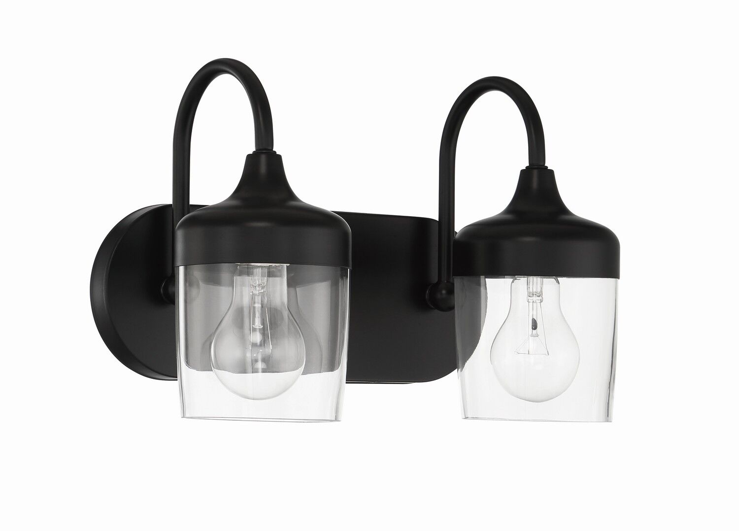 Flat Black Two Light Vanity from the Wrenn Collection