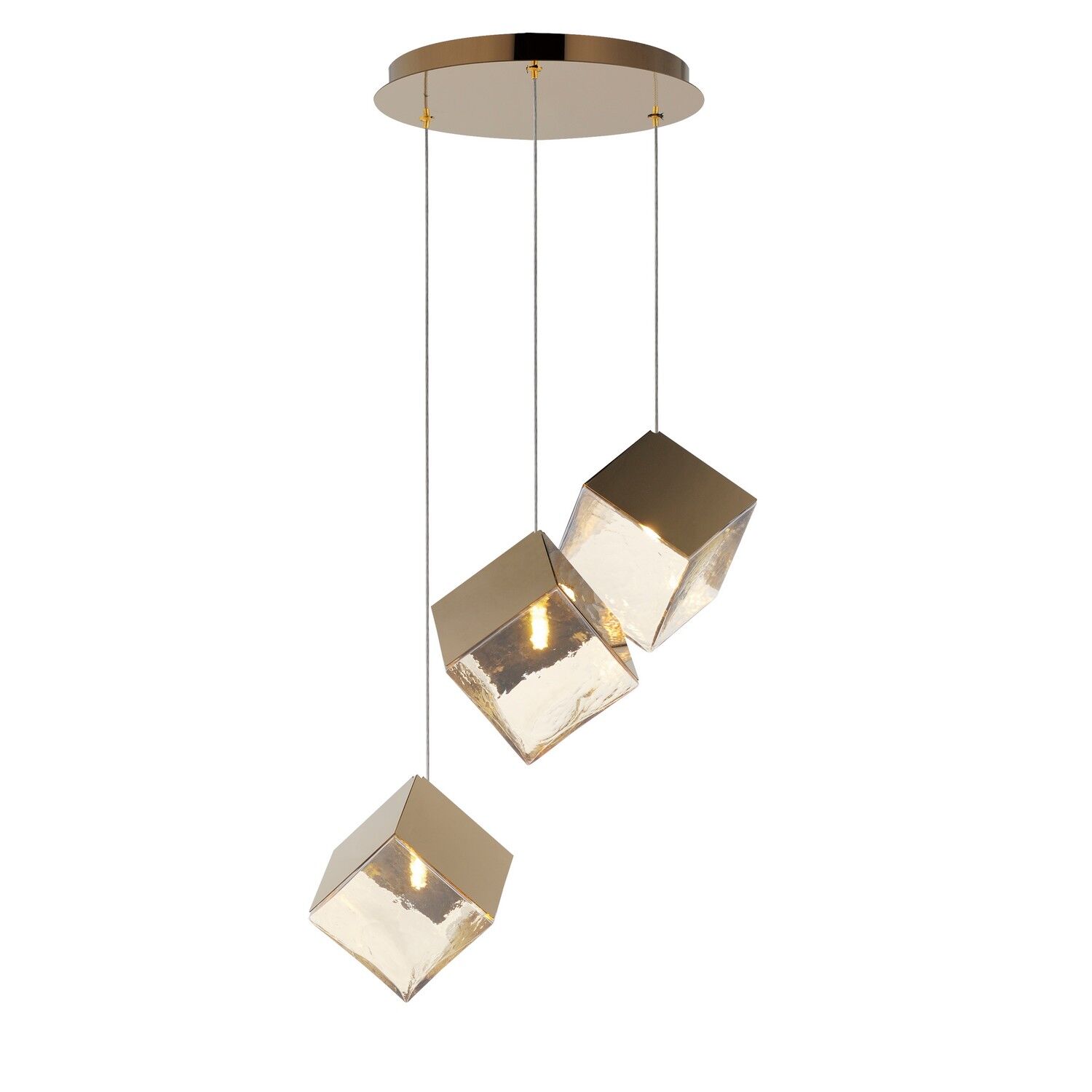 French Gold LED Pendant from the Ice Cube Collection