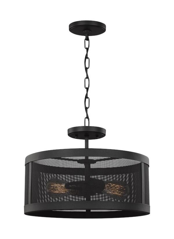 Gereon 2-Light Semi-Flush Convertible Pendant in Black