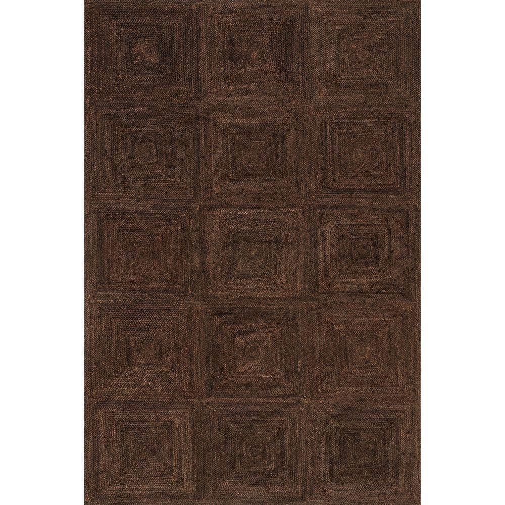Juniper Tiled Jute Dark Brown 6 ft. x 9 ft. Indoor/Outdoor Patio Rug