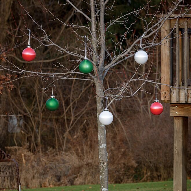 LED Outdoor Hanging Globe Ornament (Set of 3) - White