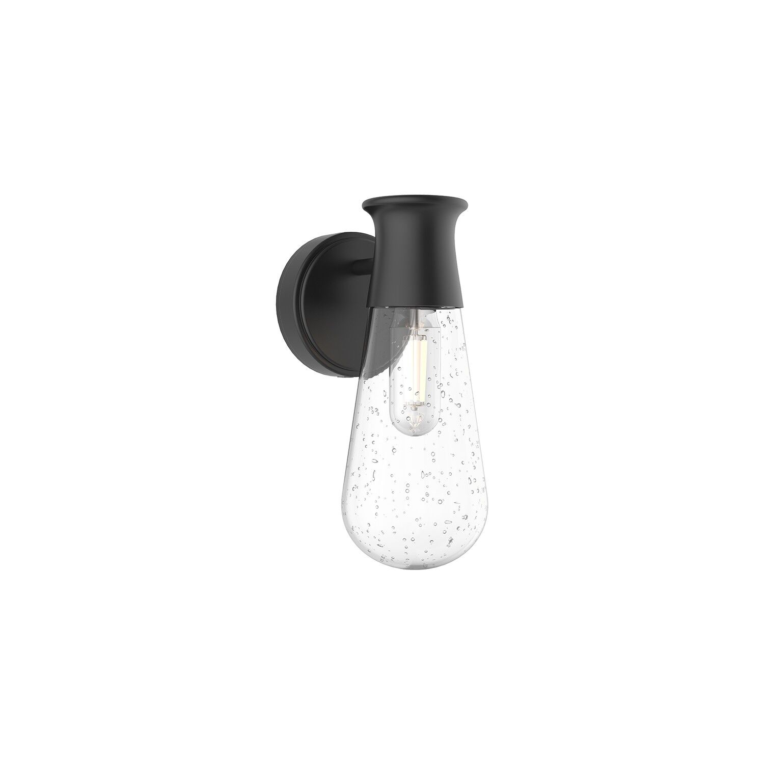 Marcel 1-Light Outdoor Wall Lantern in Clear Bubble Glass with Textured Black