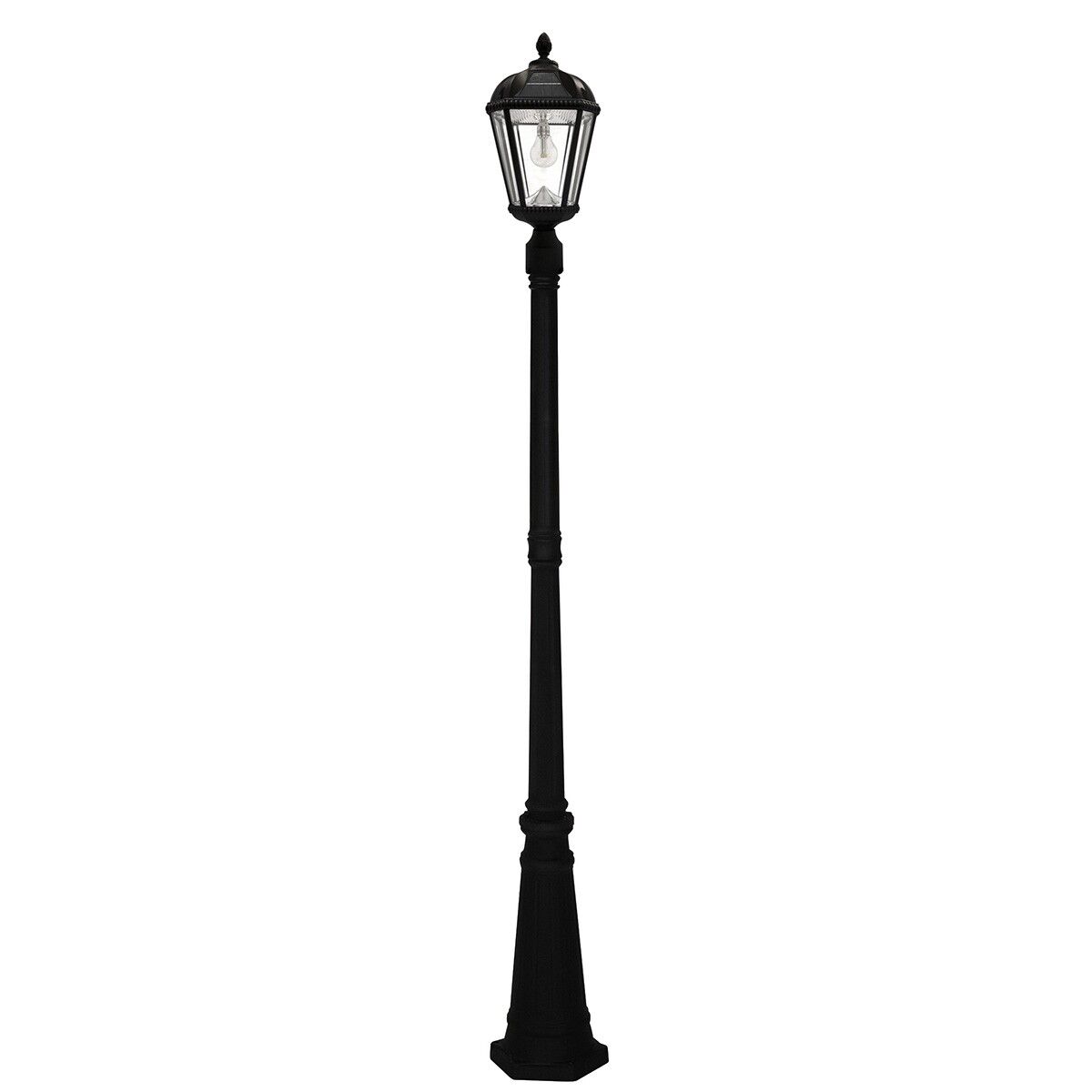 Royal Bulb Solar Lamp Series 1-Light LED Post Mount in Black