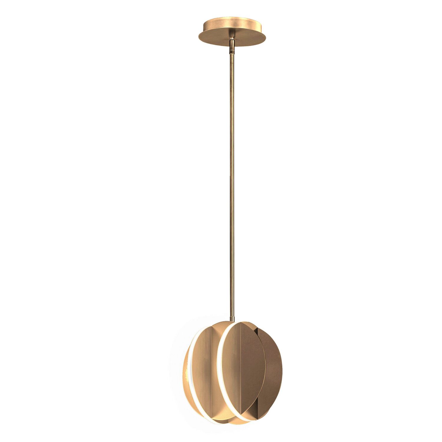 Satin Brass LED Pendant from the Interval Collection