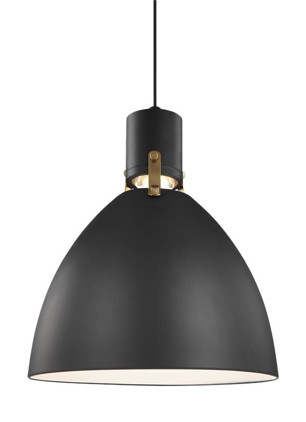 Visual Comfort Studio Brynne Pendant Light in Matte Black And Chrome by Sean Lavin