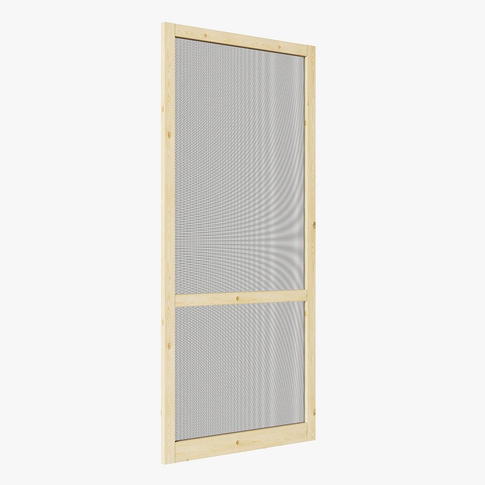 30 in. x 80 in. Universal Unfinished Pine Wood Vertical Slat Screen Door-Classic 2-Bar Style Gauze Mesh Hinged Door