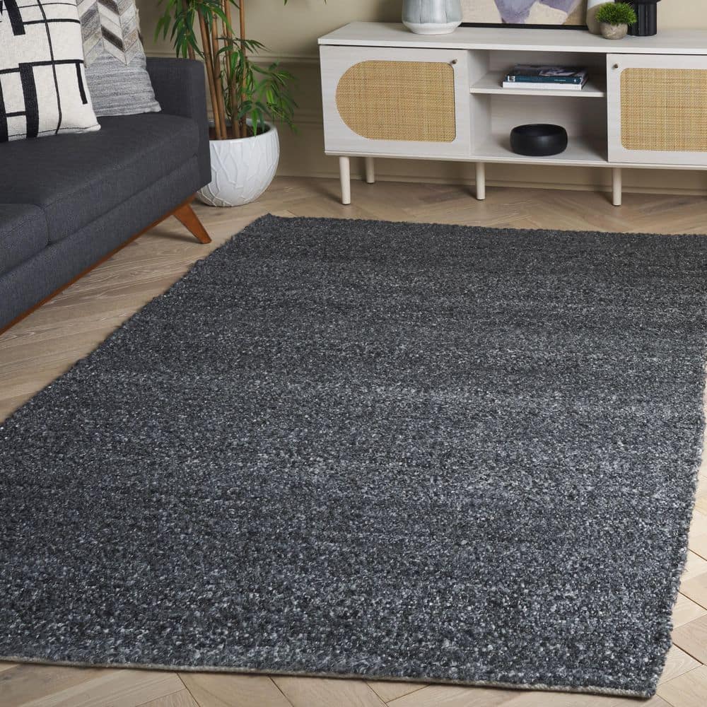Renewal 4 ft. x 6 ft. Charcoal Distressed Solid Area Rug