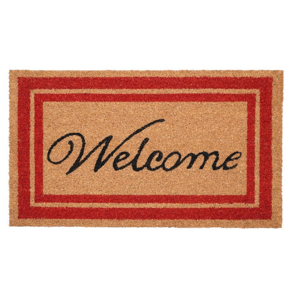Red Border Welcome Doormat 24" x 36"