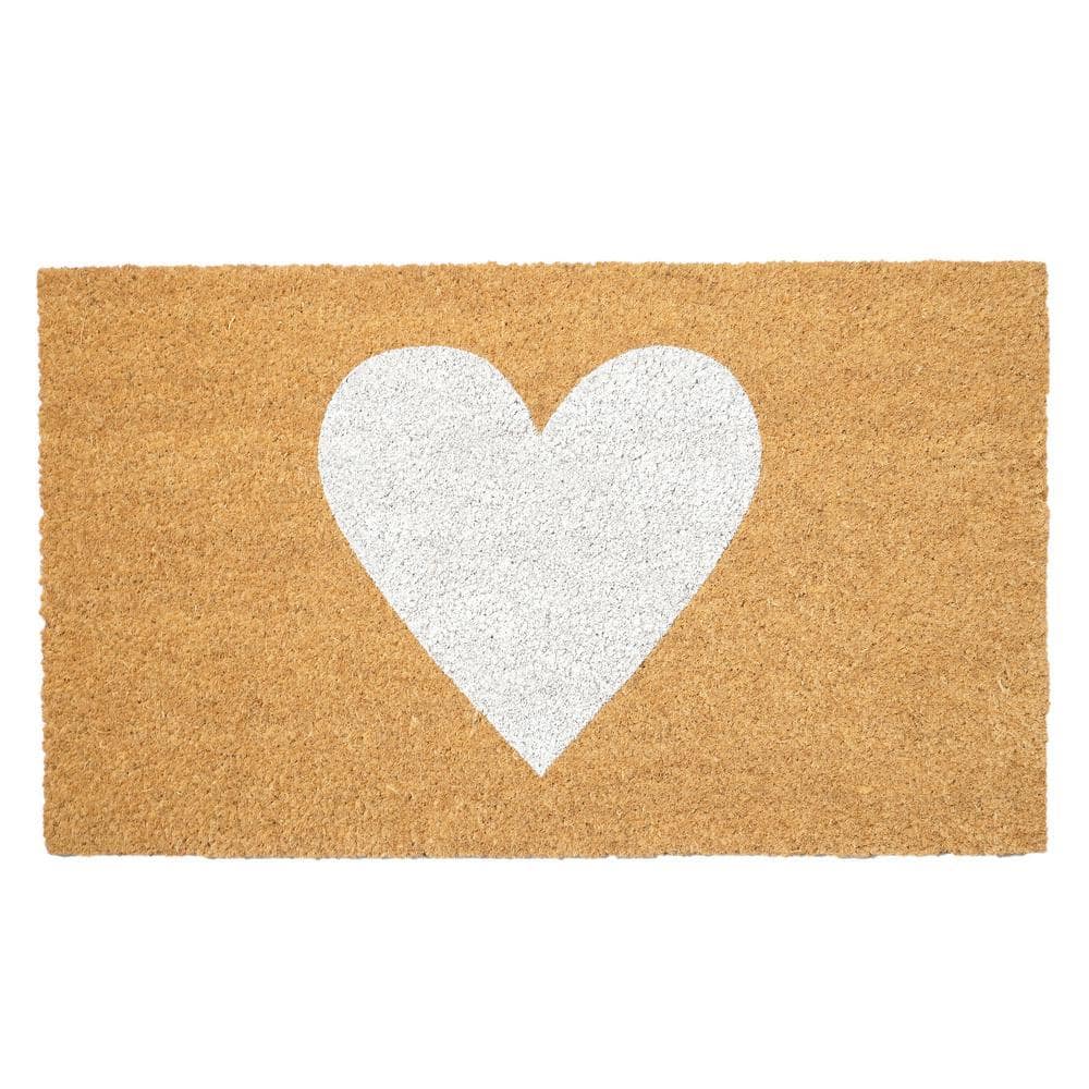 White Heart Doormat, 17" x 29"